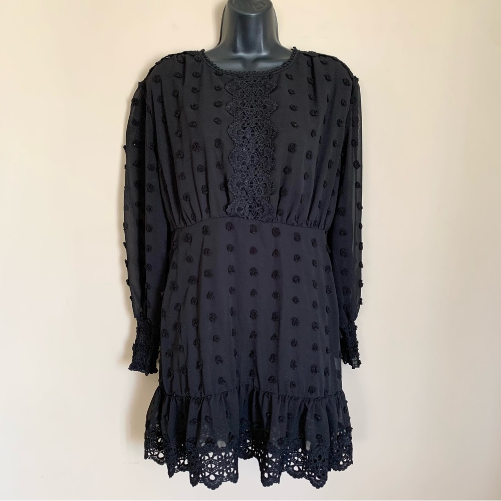 Shein Eyelash Dot Long Sleeve Dress